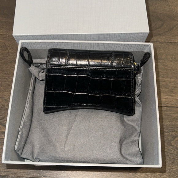 Balenciaga Black Croc Hourglass Card Case with Chain - Picture 5 of 6